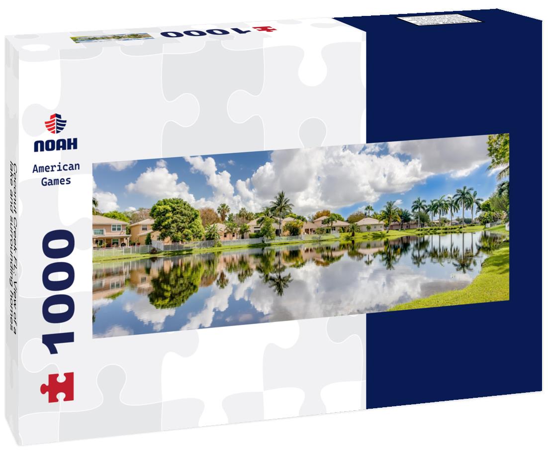 Noah Jigsaw Puzzle Coconut Creek FL: View of a lake and surrounding homes panorama 1000 pieces