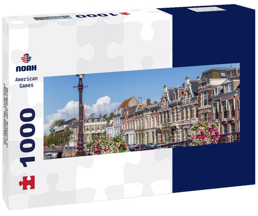 Noah Jigsaw Puzzle Bridge with flowers in the historic center of Haarlem, Netherlands panorama 1000 pieces