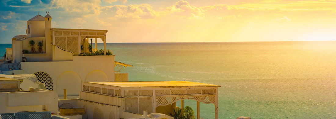 Noah Jigsaw Puzzle Hammamet, Tunisia. Picture of the architecture of the old Medina with dramatic sky at sunset panorama 1000 pieces