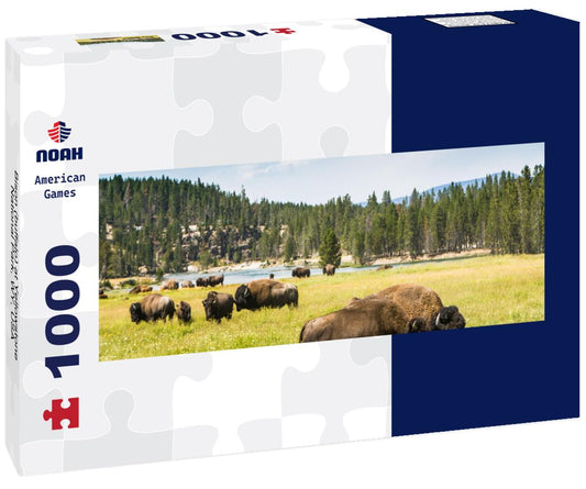 Noah Jigsaw Puzzle Bison (buffalo) at Yellowstone National Park, WY, USA panorama 1000 pieces