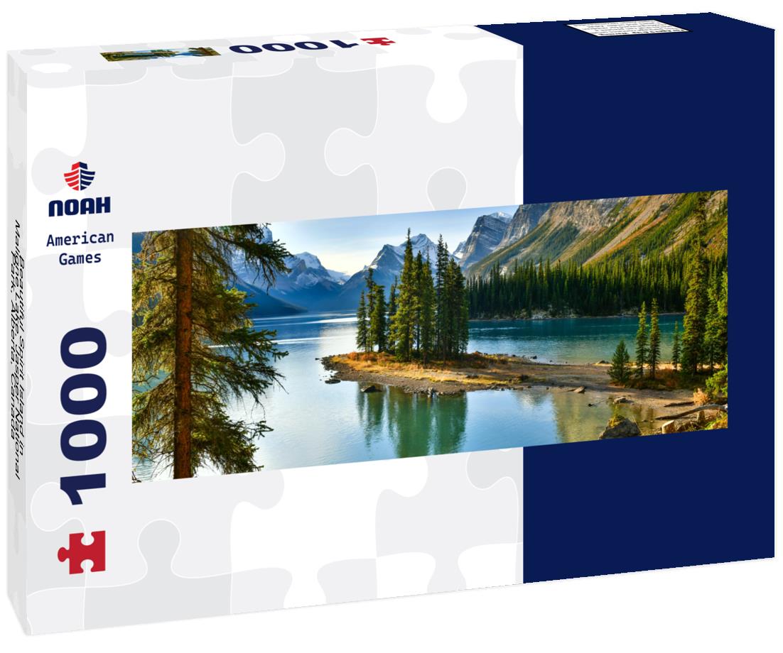 Noah Jigsaw Puzzle Beautiful Spirit Island in Maligne Lake, Jasper National Park, Alberta, Canada panorama 1000 pieces