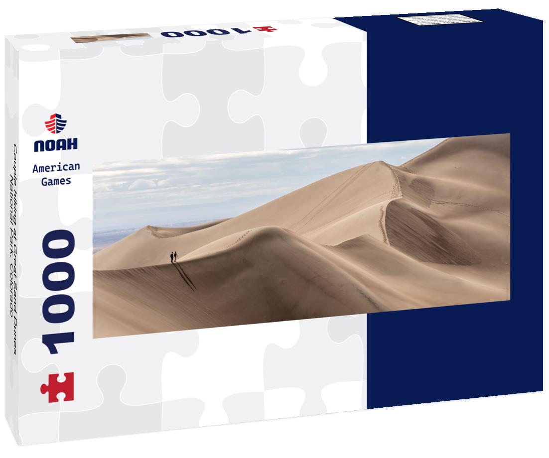Noah Jigsaw Puzzle Couple hiking at Great Sand Dunes National Park, Colorado panorama 1000 pieces