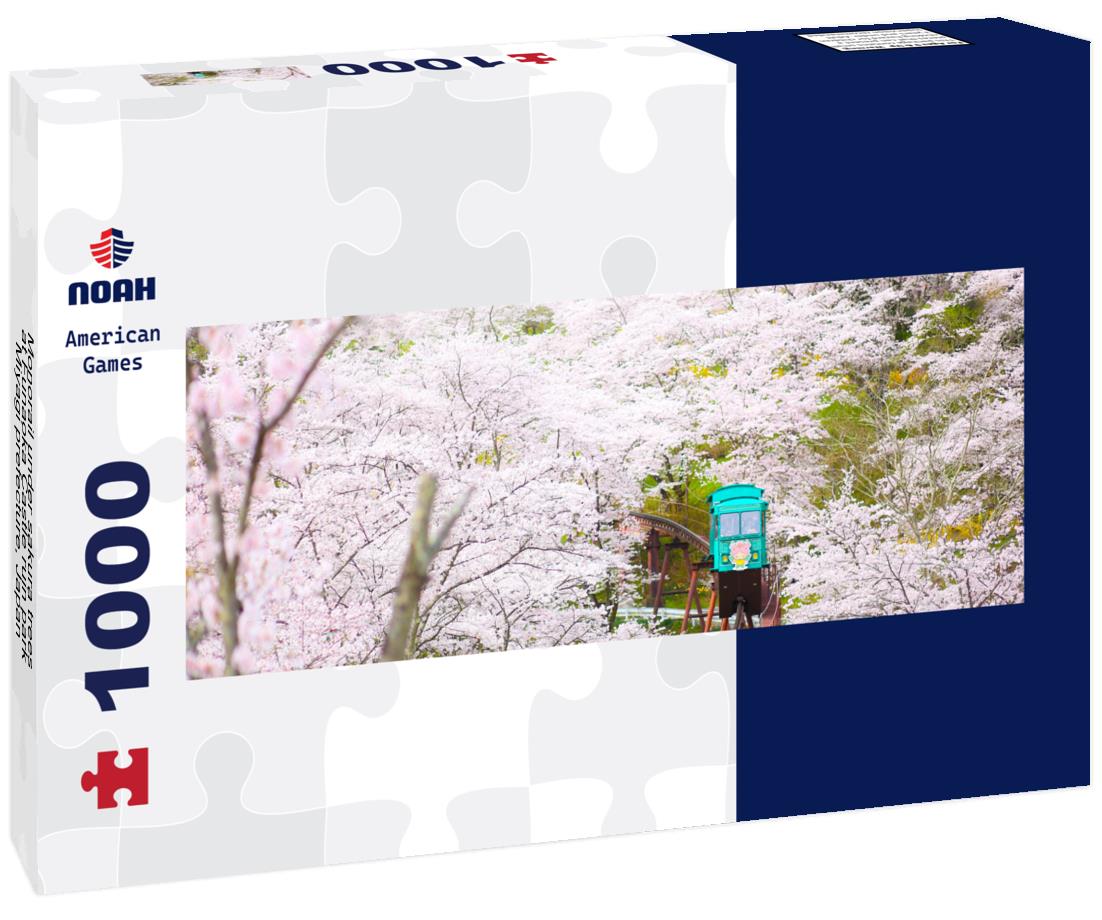 Noah Jigsaw Puzzle Monorail under sakura trees at Funaoka Castle ruin park, Miyagi prefecture, Japan panorama 1000 pieces