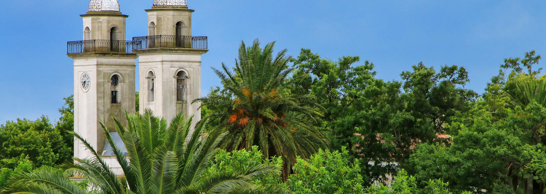Noah Jigsaw Puzzle Bell towers of the Basilica of the Holy Pilgrimage in Colonia del Sacramento, Uruguay panorama 1000 pieces