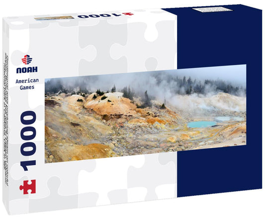 Noah Jigsaw Puzzle Geothermal area producing steam on colorful slopes. Bumpass hell area in Lassen volcanic national park in Californa, USA in fall. Turquoise lakes in the fog with cloudy sky panorama 1000 pieces