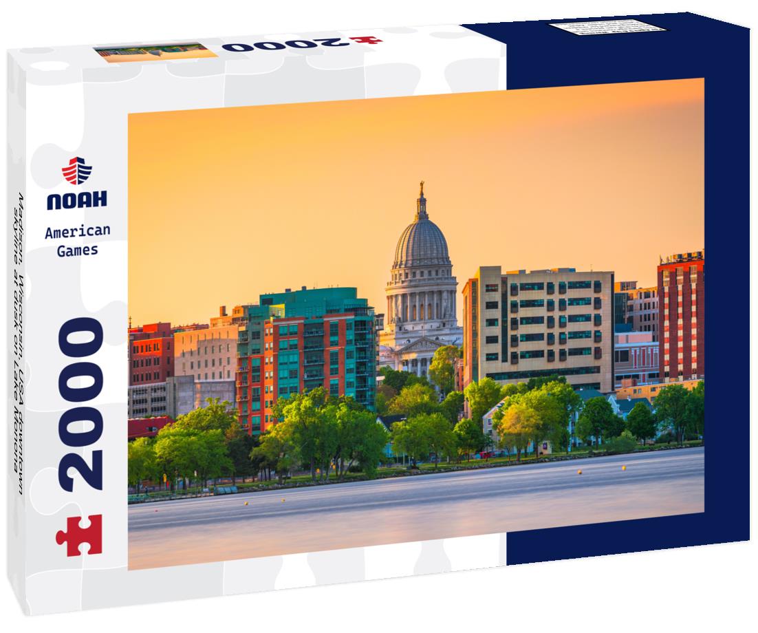 Noah Jigsaw Puzzle Madison, Wisconsin, USA downtown skyline at dusk on Lake Monona 2000 pieces