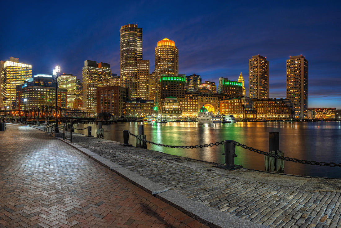 Noah Jigsaw Puzzle Panorama of Boston skyline from Fan Pier at the fantastic twilight time with smooth water river in boston, Massachusetts, USA downtown 2000 pieces