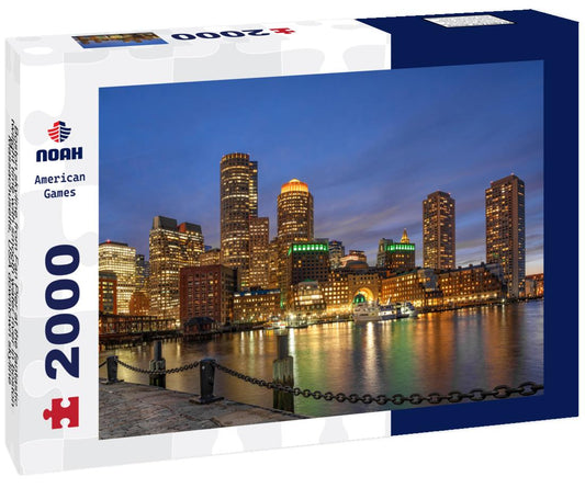 Noah Jigsaw Puzzle Boston skyline from Fan Pier at the fantastic twilight time with smooth water river in boston, Massachusetts, USA downtown skyline 2000 pieces