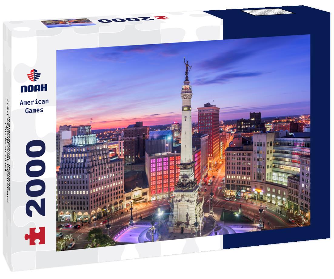 Noah Jigsaw Puzzle Indianapolis, Indiana, USA skyline over Monument Circle at dusk 2000 pieces