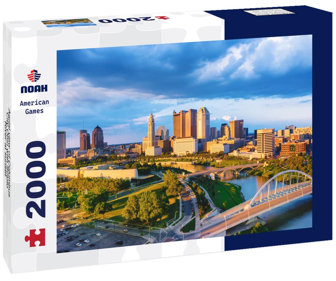 Noah Jigsaw Puzzle Aerial view of Columbus City Ohio with Scioto River at sunset 2000 pieces