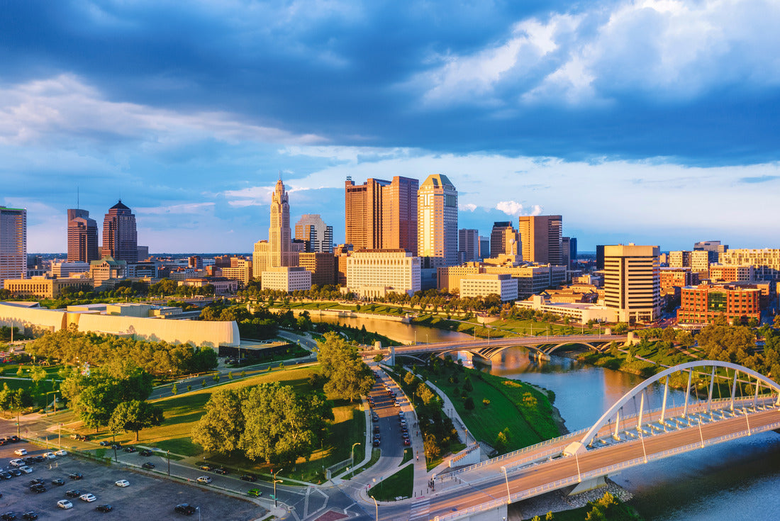 Noah Jigsaw Puzzle Aerial view of Columbus City Ohio with Scioto River at sunset 2000 pieces