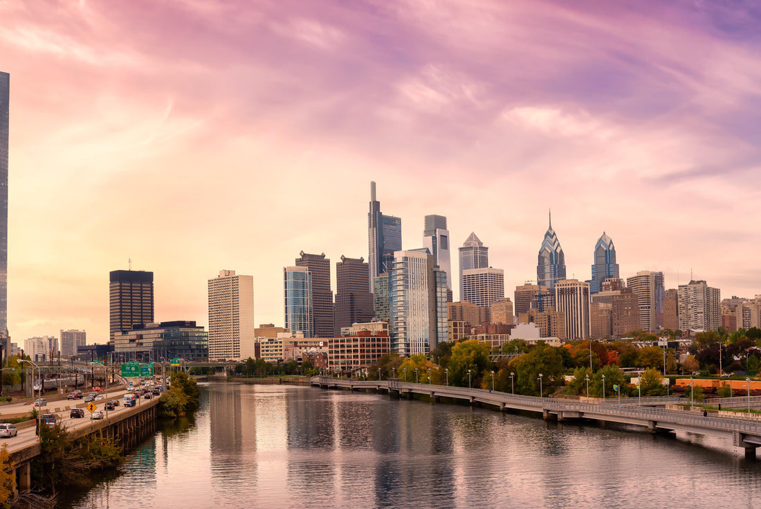 Noah Jigsaw Puzzle Philadelphia, Pennsylvania, United States of America. Aerial panoramic view of a modern city center. Sunset Sky Composite. Cityscape 2000 pieces