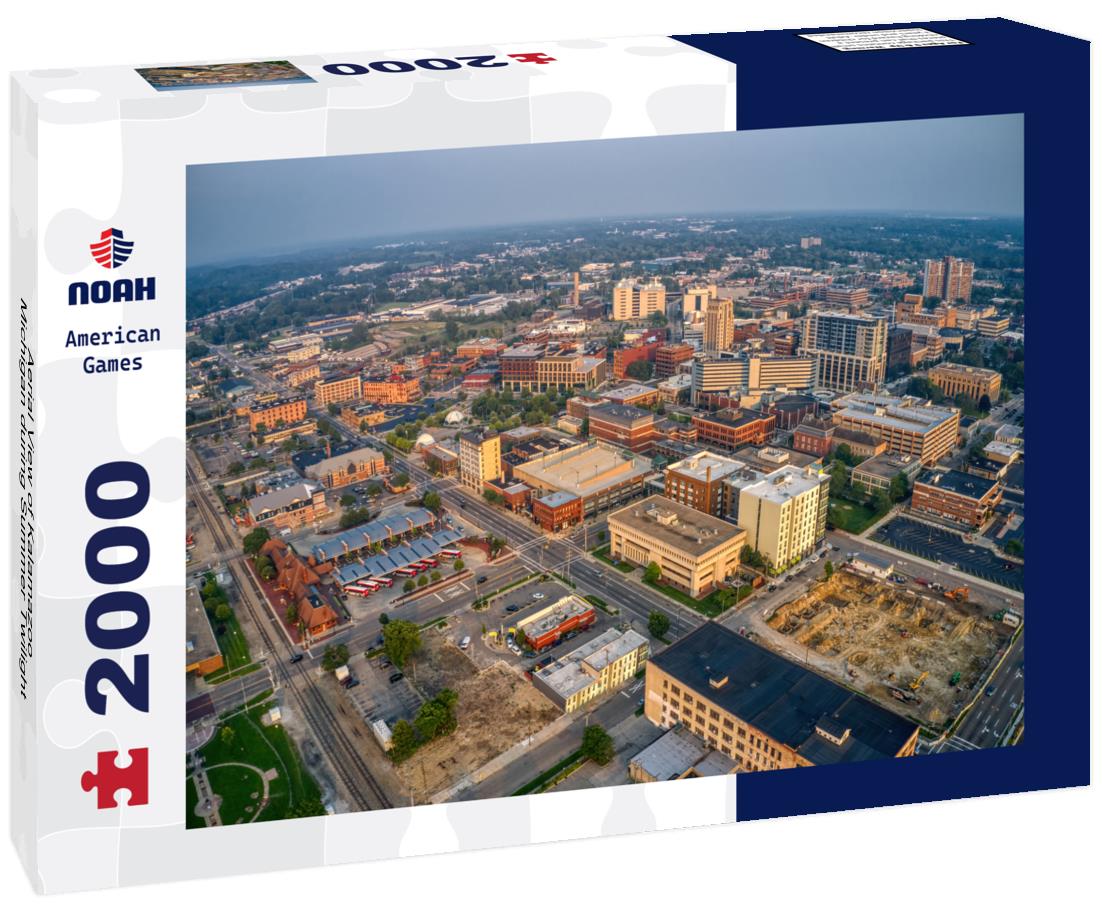 Noah Jigsaw Puzzle Aerial View of Kalamazoo, Michigan during Summer Twilight 2000 pieces