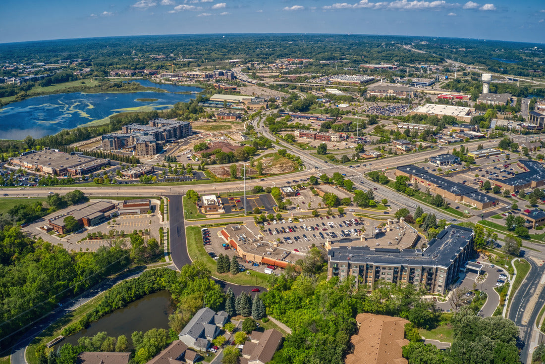 Noah Jigsaw Puzzle Aerial View of the Shopping District of Eden Prairie, Minnesota during Summer 2000 pieces
