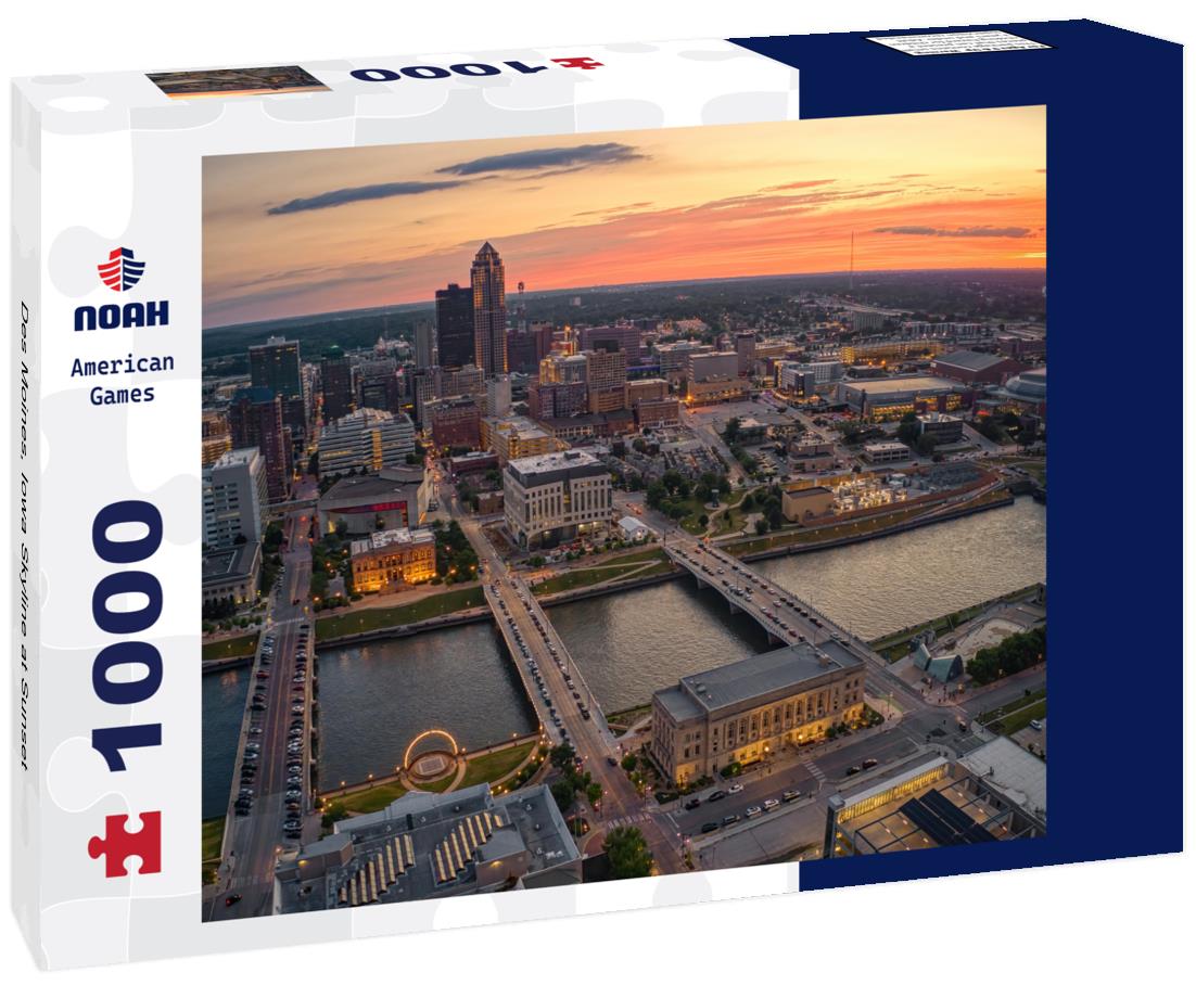 Noah Jigsaw Puzzle Des Moines, Iowa Skyline at Sunset 1000 pieces
