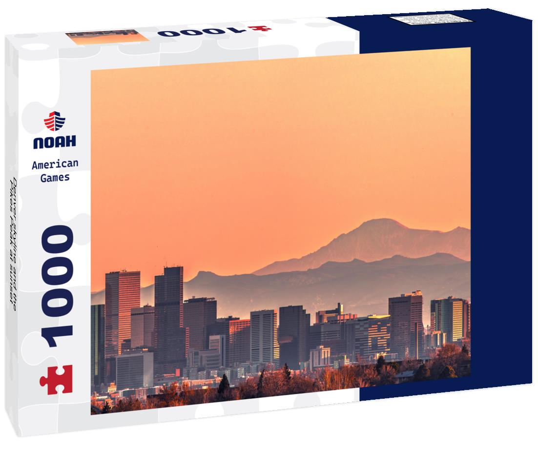 Noah Jigsaw Puzzle Denver skyline and the Pikes Peak at sunset 1000 pieces