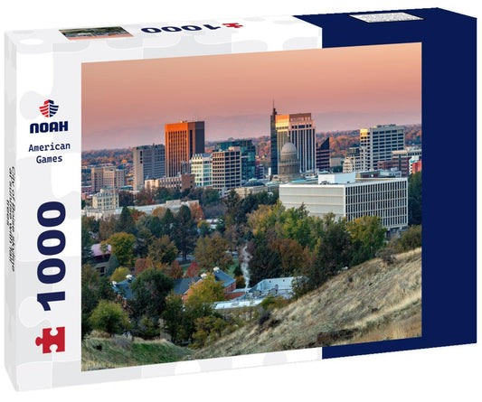Noah Jigsaw Puzzle City of Boise skyline at sunrise with fall trees 1000 pieces