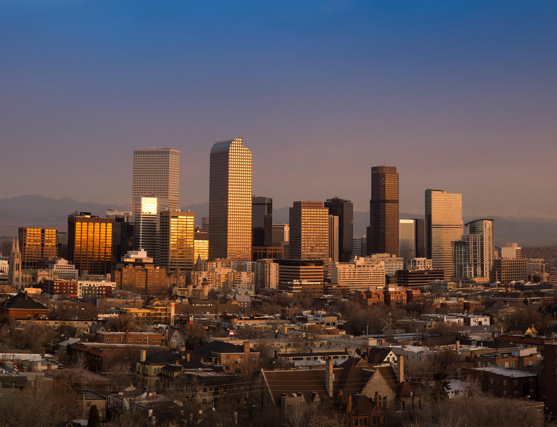 Noah Jigsaw Puzzle Denver Winter Skyline With Rocky Mountains at Sunrise 1000 pieces