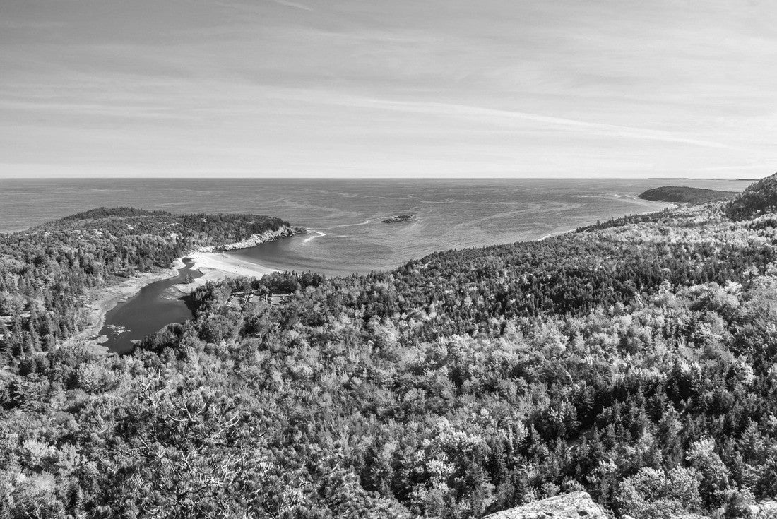 the breathtaking fall colors and the blue water of the bay in Acadia National Park 2000pc PuzzleBlack and White