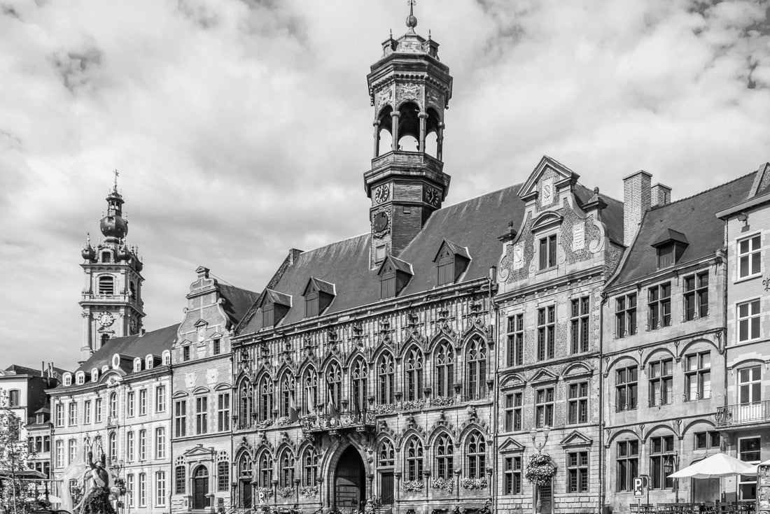 Main square with City Hall in Mons, Belgium 2000pc PuzzleBlack and White
