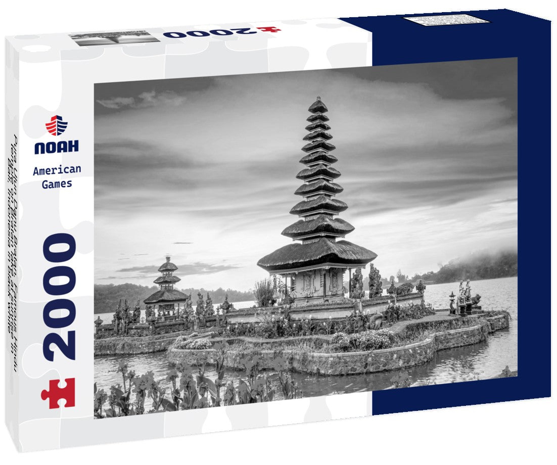 Pura Ulun Danu Bratan, Famous Hindu temple on Bratan lake at sunrise in Bali, Indonesia 2000pc PuzzleBlack and White