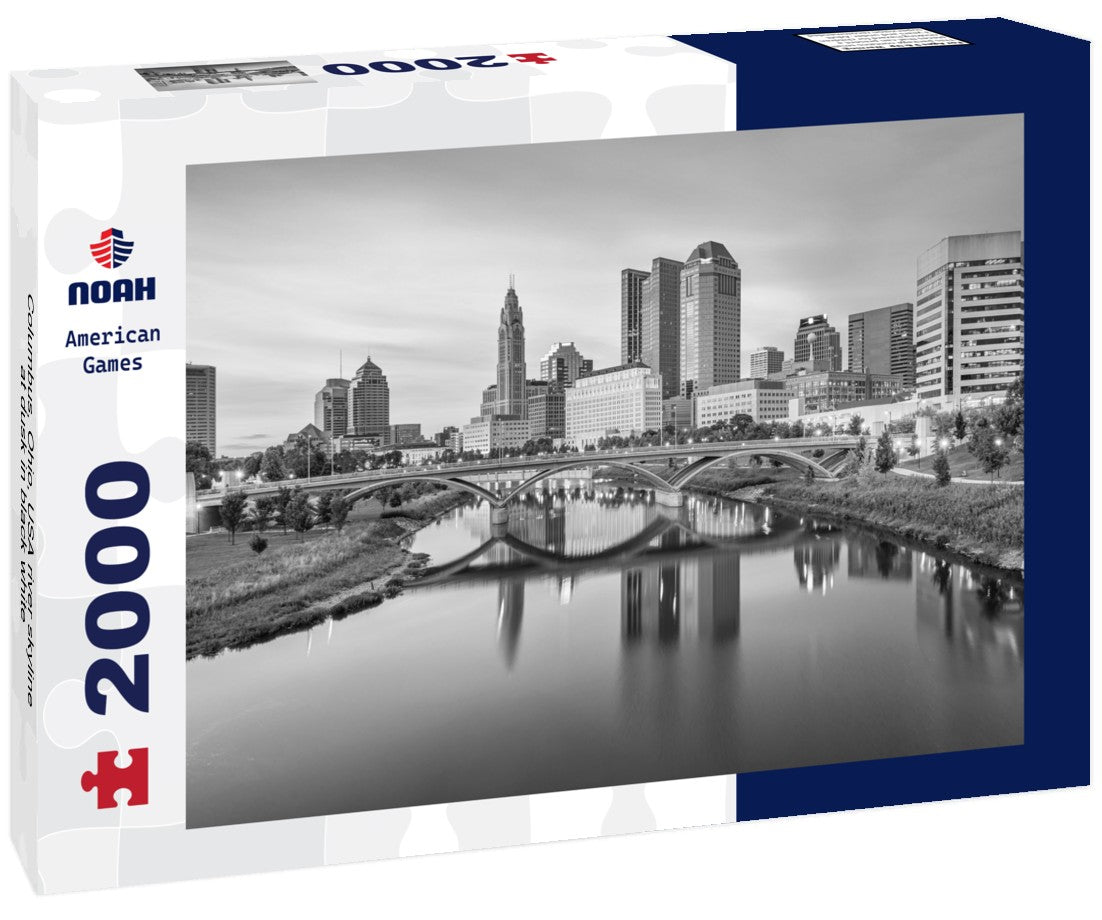 Columbus, Ohio, USA river skyline at dusk 2000pc PuzzleBlack and White