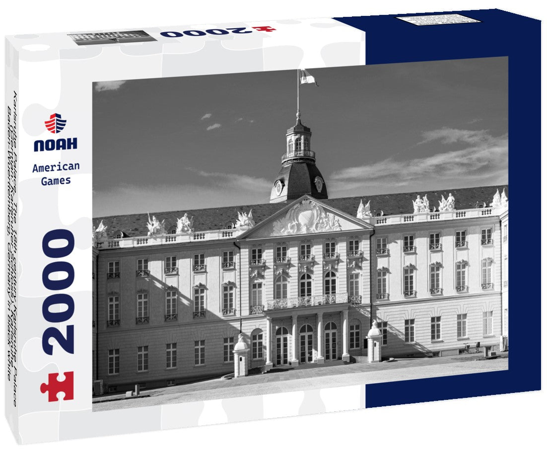 Karlsruhe Palace. The 18th century Karlsruhe Palace (German: Karlsruher Schloss). Karlsruhe, Baden-Wuerttemberg, Germany 2000pc PuzzleBlack and White