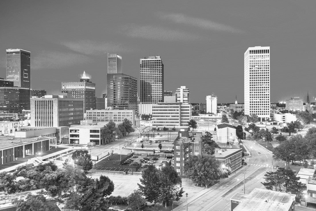 Tulsa, Oklahoma, USA downtown city skyline at twilight 2000pc PuzzleBlack and White