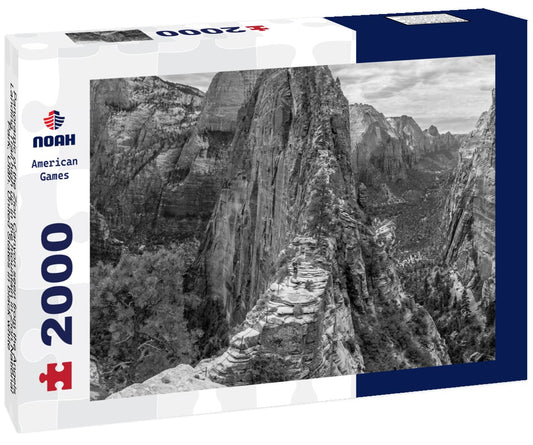 Noah Jigsaw Puzzle Panoramic of the Zion Canyon seen from the Angels Landing Trail high up in the mountain in Zion National Park, Utah. United States in black white 2000 pieces