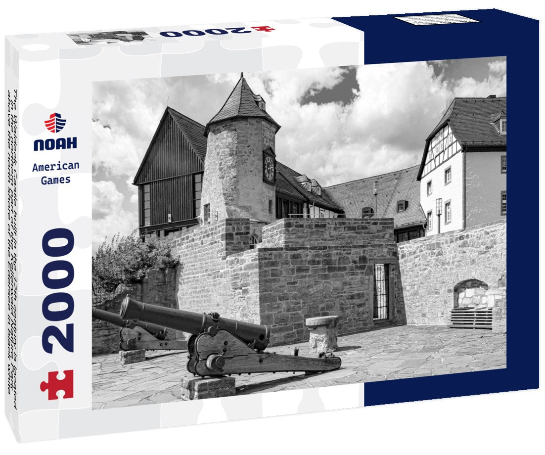 The Waldeck Castle built in the 12th century is located in the northern part of the Kellerwald Nature Park, above the north shore of the Edersee 2000pc PuzzleBlack and White
