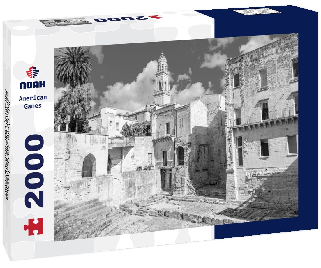 Italy, Puglia, Lecce, Lecce. Bell tower, Duomo dell'Assunta, cathedral, seen from a Roman theater 2000pc PuzzleBlack and White