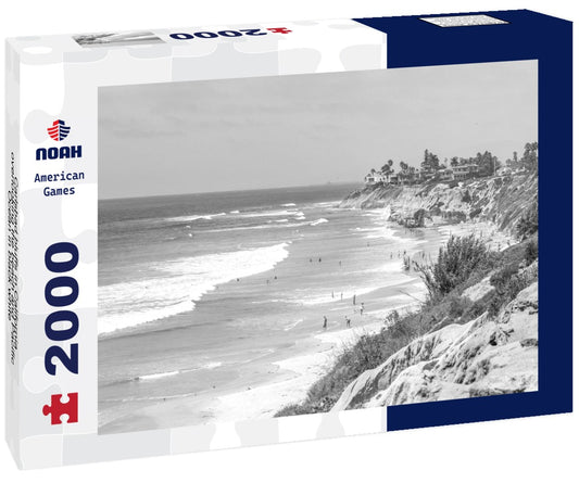 Noah Jigsaw Puzzle Carlsbad bluffs in California overlooking the beach and Pacific Ocean in black white 2000 pieces