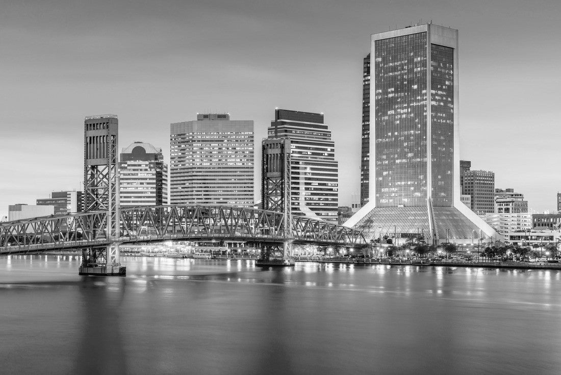 Jacksonville, Florida, USA Downtown city skyline at dusk 2000pc PuzzleBlack and White