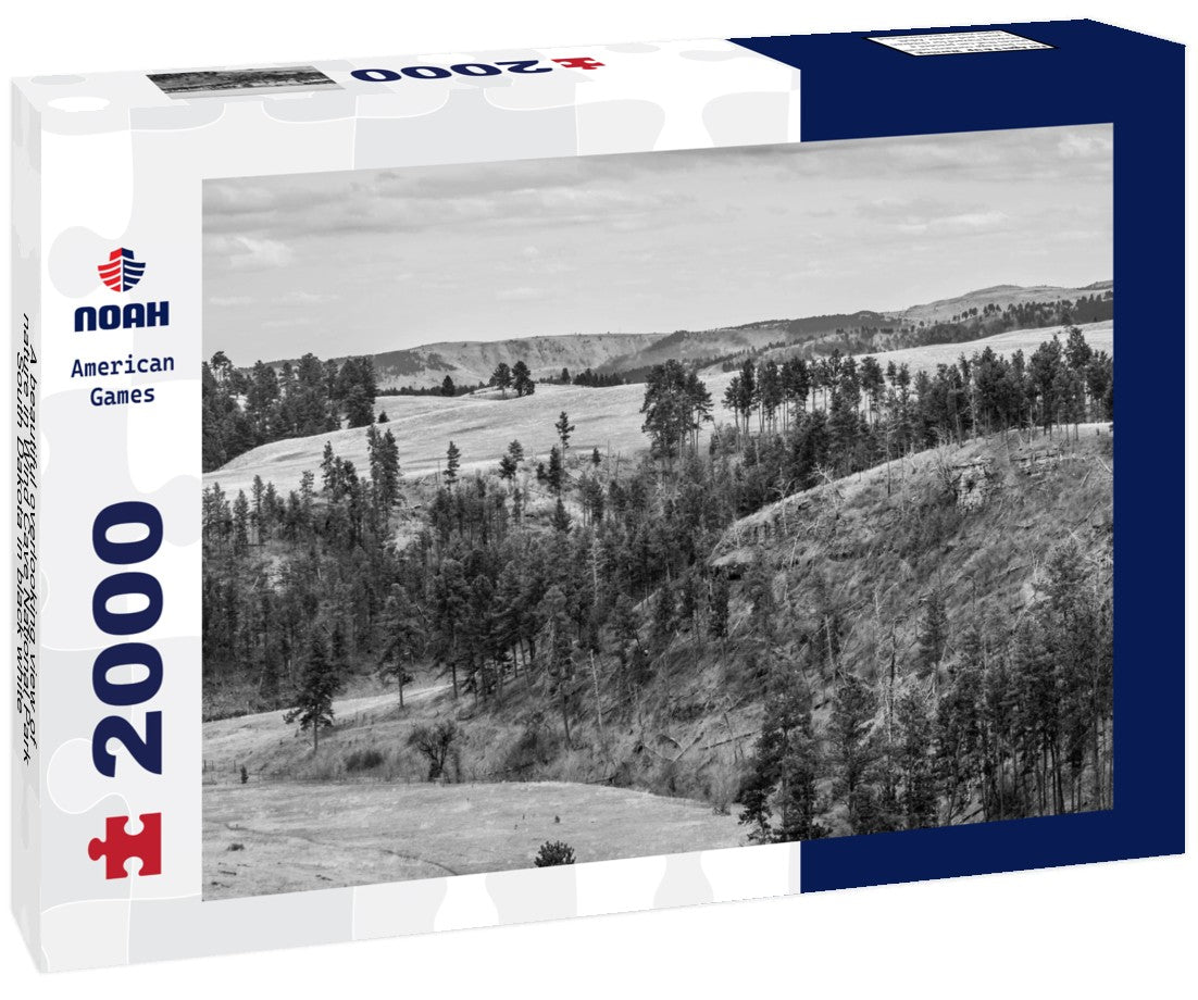 A beautiful overlooking view of nature in Wind Cave National Park, South Dakota 2000pc PuzzleBlack and White