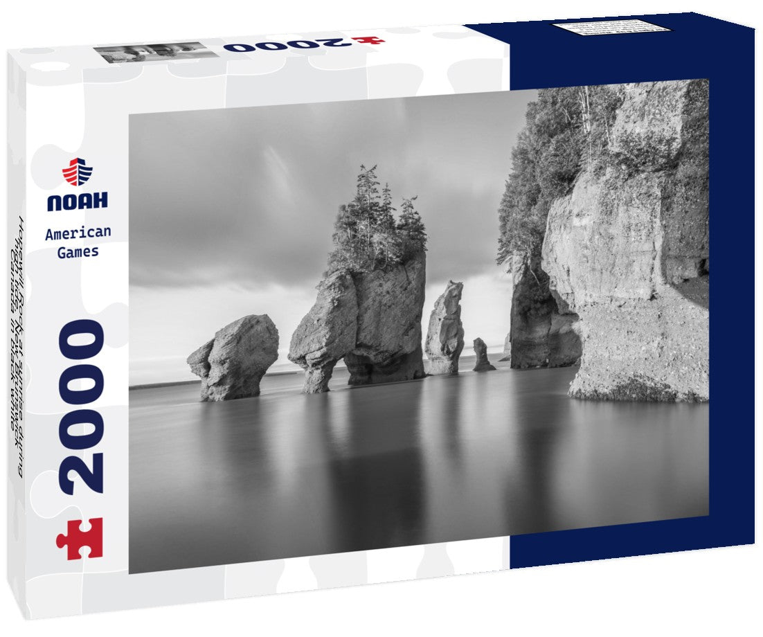 Hopewill Rock at sunrise during high tide, New Brunswick, Canada 2000pc PuzzleBlack and White