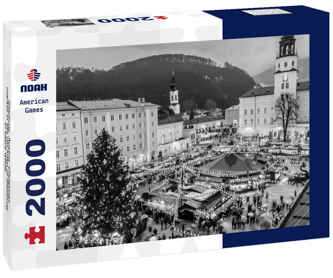 Salzburg, Austria. Christmas market in the old town of Salzburg 2000pc PuzzleBlack and White