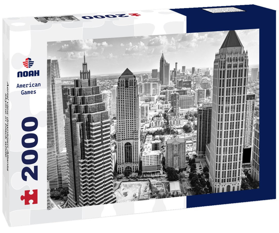 Aerial view downtown Atlanta skyline 2000pc PuzzleBlack and White
