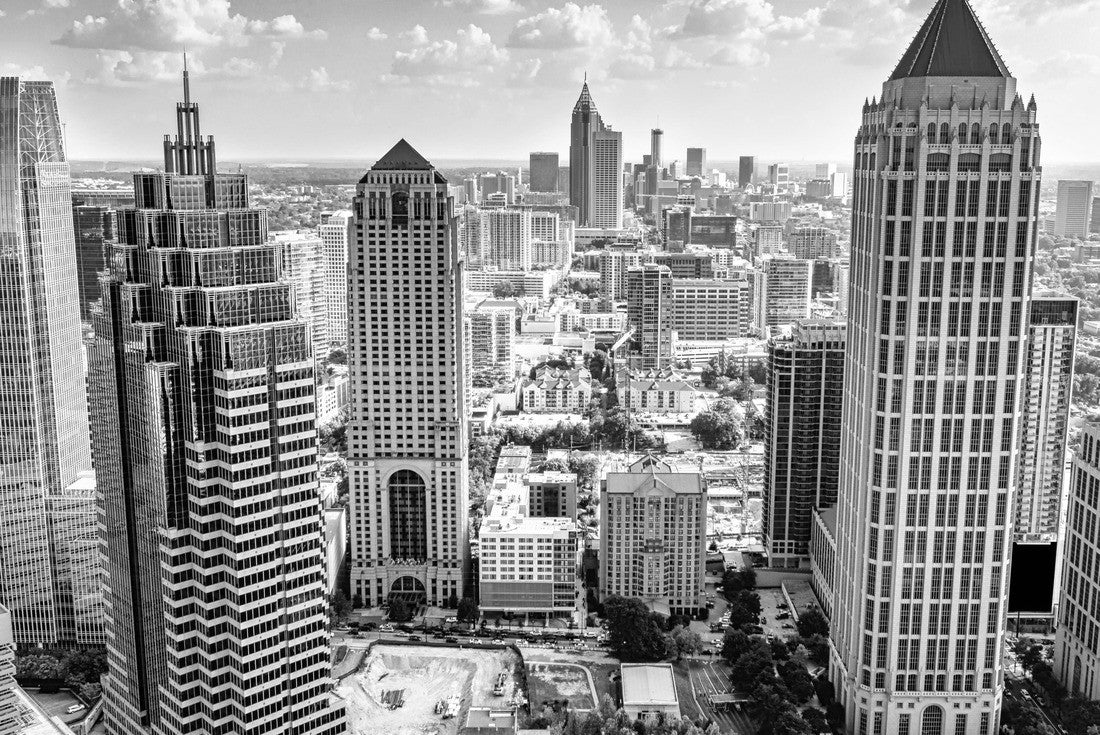 Aerial view downtown Atlanta skyline 2000pc PuzzleBlack and White