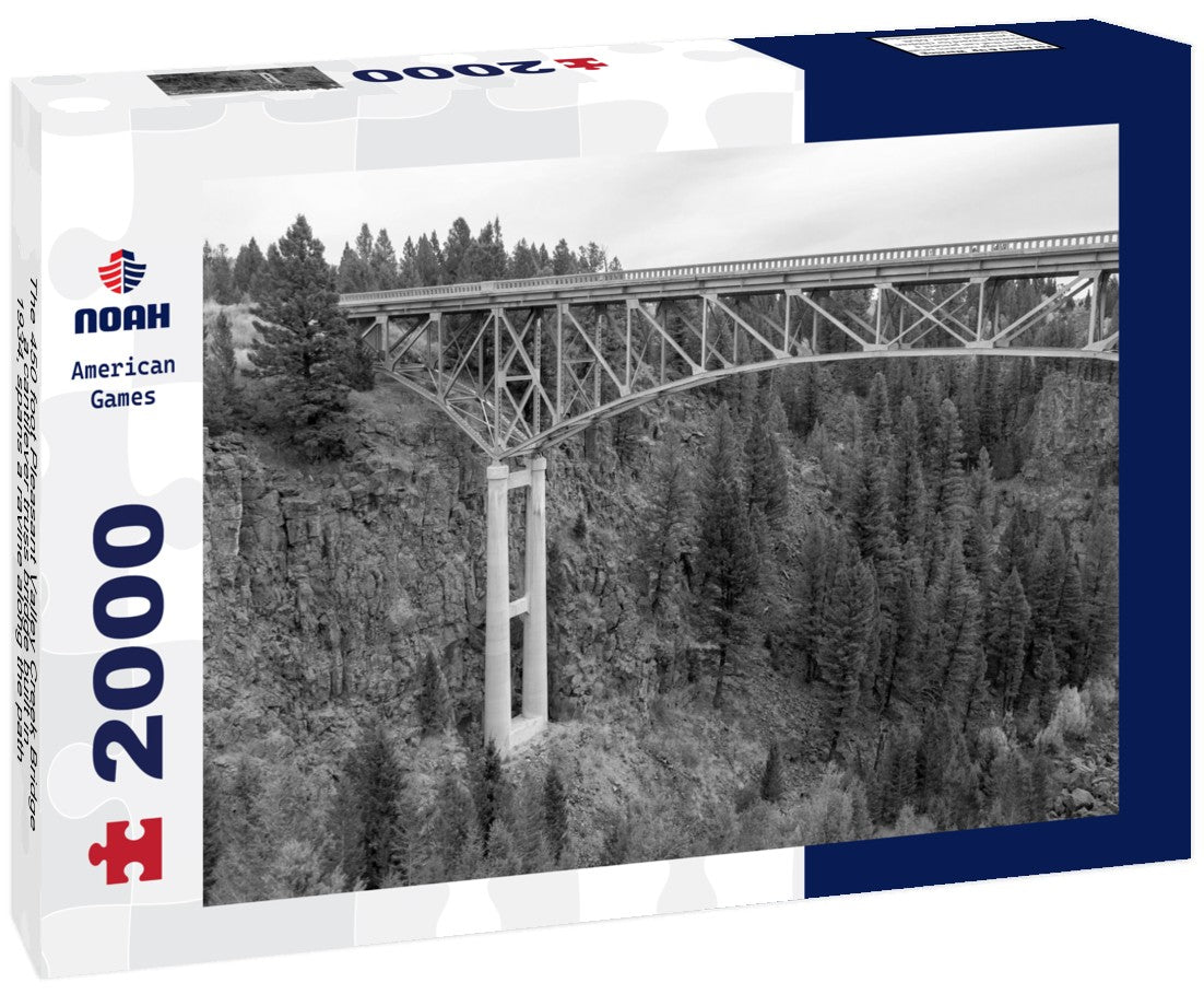 The 450 foot Pleasant Valley Creek Bridge, a cantilever truss bridge built in 1934, spans a ravine along the path of Old US 91 2000pc PuzzleBlack and White