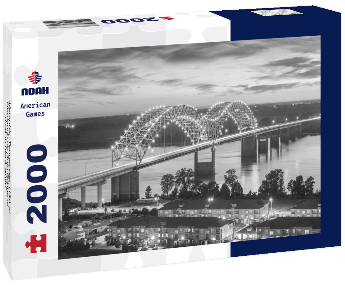 Memphis, Tennessee, USA at Hernando de Soto Bridge at dusk 2000pc PuzzleBlack and White