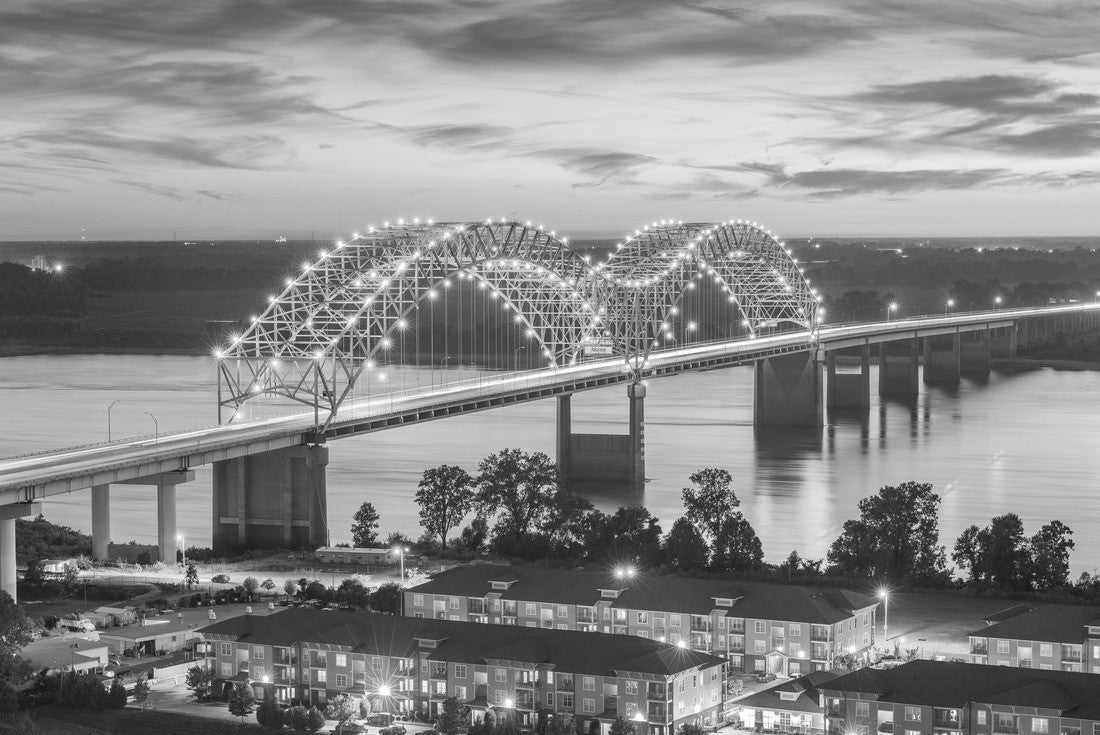 Memphis, Tennessee, USA at Hernando de Soto Bridge at dusk 2000pc PuzzleBlack and White