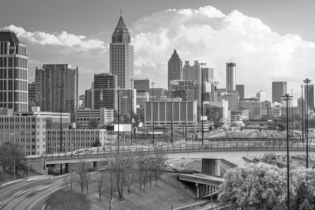 Atlanta, Georgia, USA downtown skyline over highways at dusk 2000pc PuzzleBlack and White