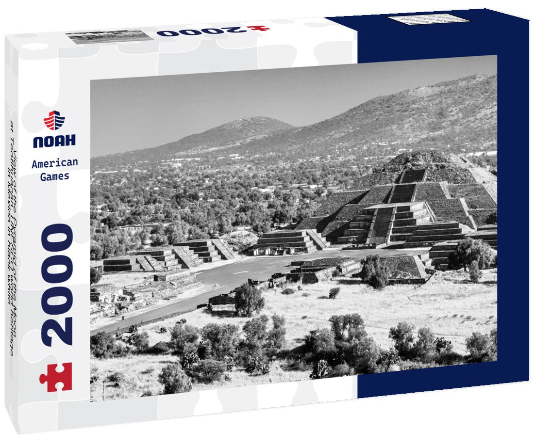 Noah Jigsaw Puzzle View of the Pyramid of the Moon at Teotihuacan. UNESCO world heritage in Mexico in black white 2000 pieces