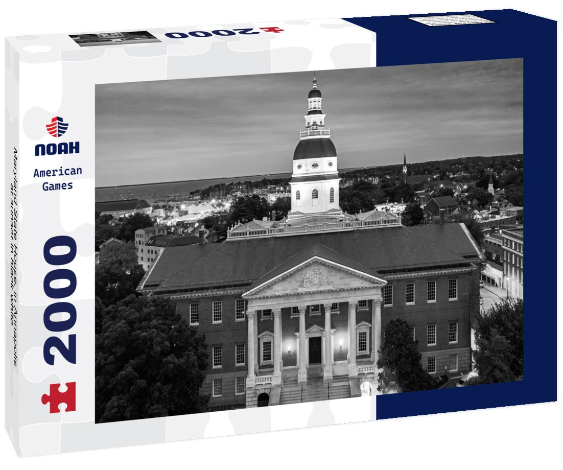 Maryland State House, in Annapolis, at sunset 2000pc PuzzleBlack and White