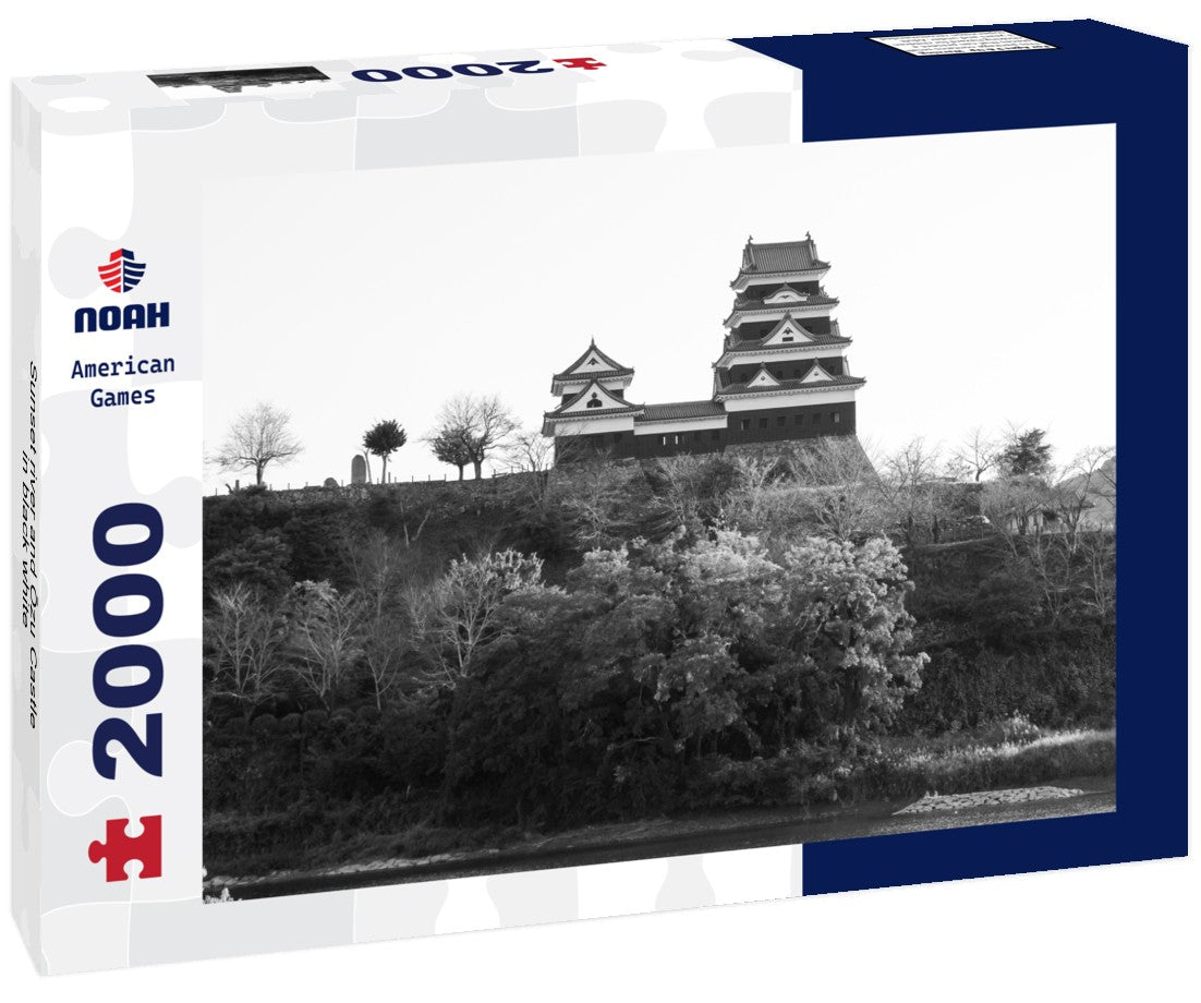 Sunset river and Ozu Castle 2000pc PuzzleBlack and White