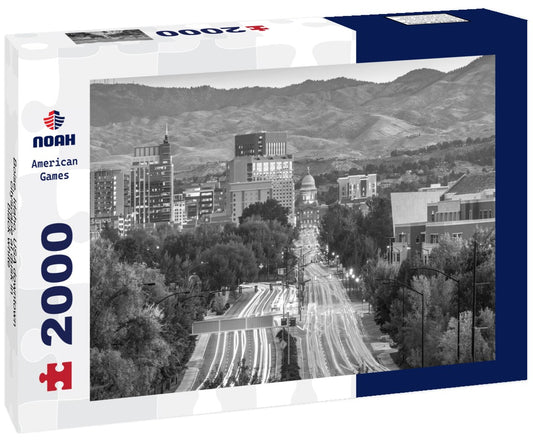 Noah Jigsaw Puzzle Boise, Idaho, USA downtown cityscape at dusk in black white 2000 pieces