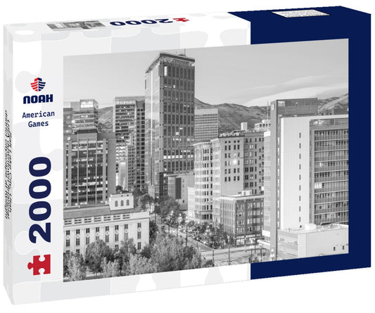 Noah Jigsaw Puzzle Salt Lake City, Utah, USA downtown financial district cityscape at twilight in black white 2000 pieces