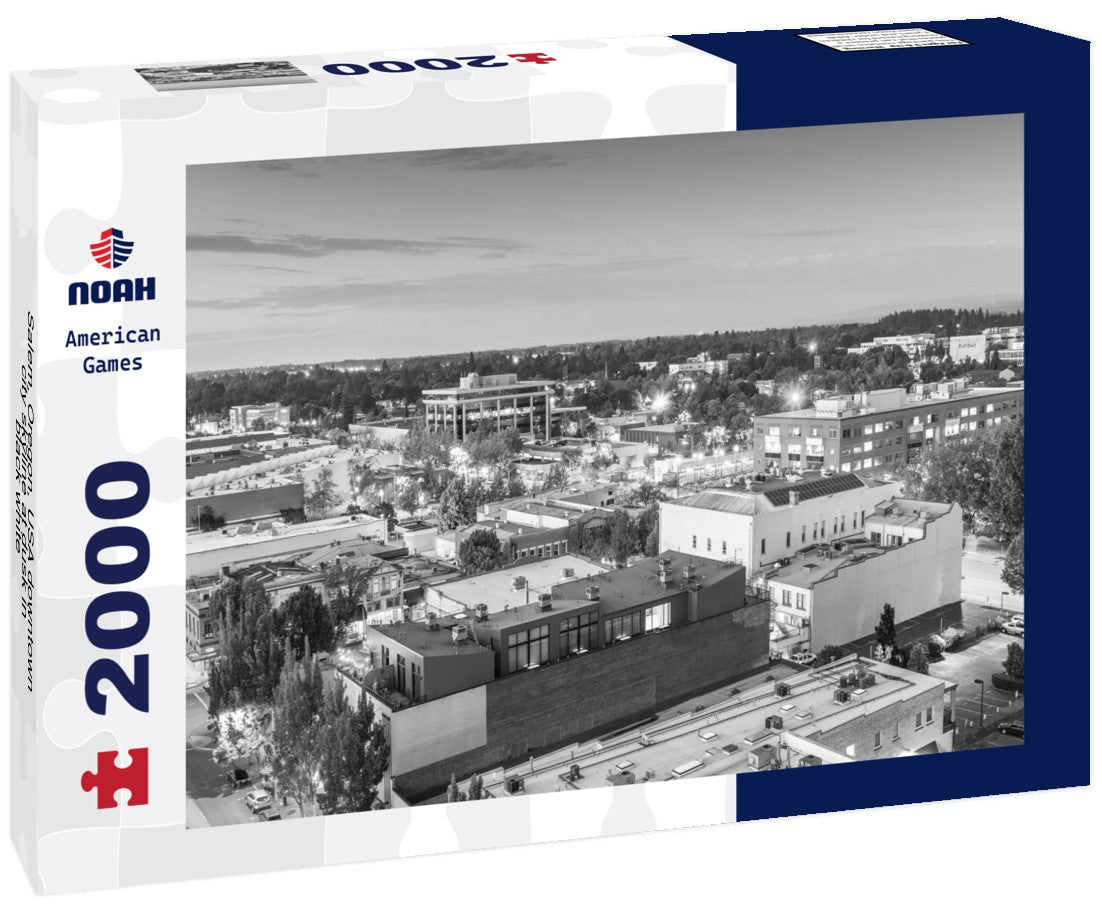 Noah Jigsaw Puzzle Salem, Oregon, USA downtown city skyline at dusk in black white 2000 pieces