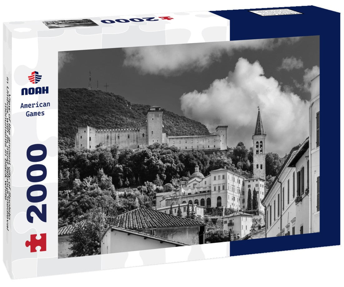 the ancient city of Spoleto in Umbria, with its most famous medieval monuments 2000pc PuzzleBlack and White