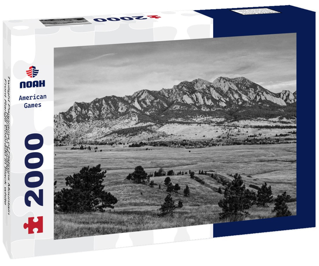 Twilight  Flatirons Mountain Range in Boulder - Front Range Colorado 2000pc PuzzleBlack and White
